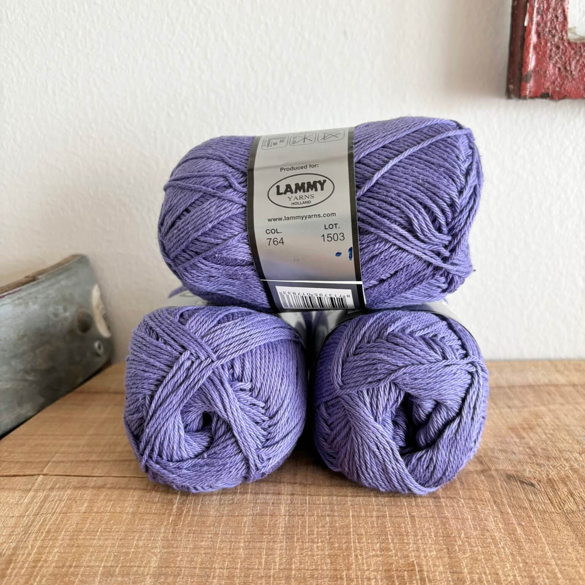 Lammy Cotton 8/4 regency – nærbillede af etiket med farvenummer 764