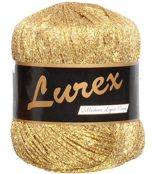 Glimmergarn Lurex guld, officielt produktfoto af garnnøgle