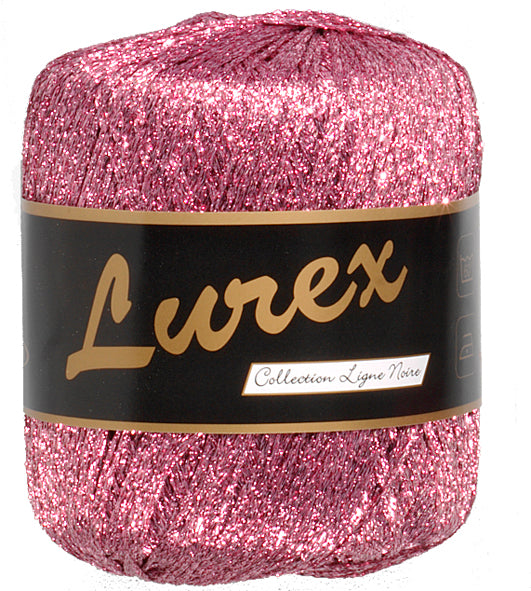 Glimmergarn Lurex rosa, officielt produktfoto af garnnøgle