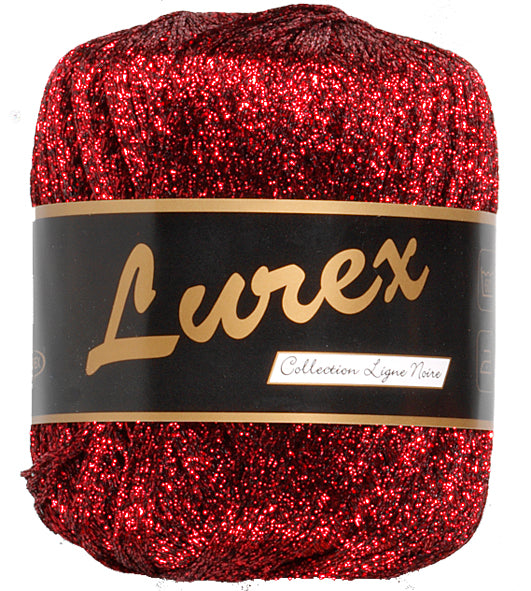Lurex glitter yarn, Red no. 13