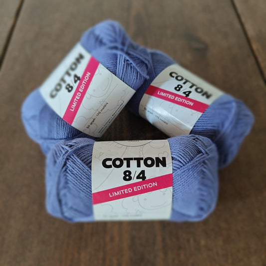 Farmer's Yarn Cotton 8/4 Limited Edition nr. 20 i lavendel, tre garnnøgler