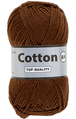 Lammy Cotton 8/4 mørk brun, officielt produktfoto af garnnøgle