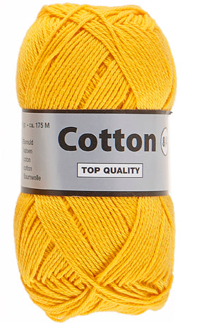 Lammy Cotton 8/4 gul, officielt produktfoto af garnnøgle