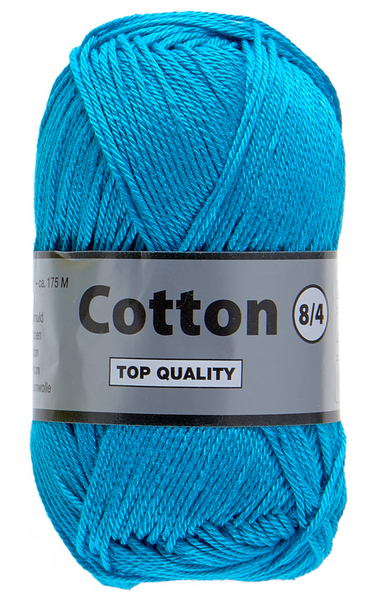 Lammy Cotton 8/4 blå, officielt produktfoto af garnnøgle