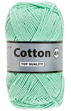 Tre garnnøgler Lammy Cotton 8/4 i mintgrøn, nærbillede
