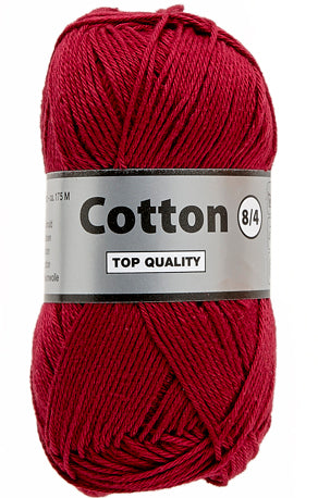 Lammy Cotton 8/4 vinrød, officielt produktfoto af garnnøgle