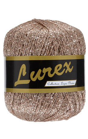 Glimmergarn Lurex beige, officielt produktfoto af garnnøgle