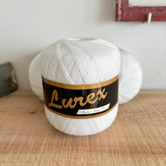 Glimmergarn Lurex i hvid, hovedbillede